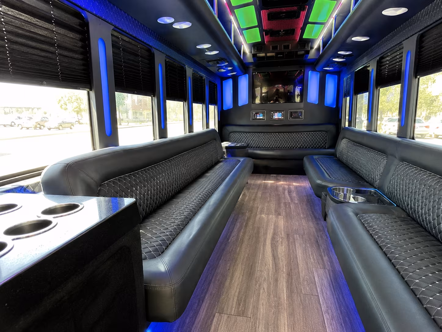 dunwoody 15 passenger party bus inside