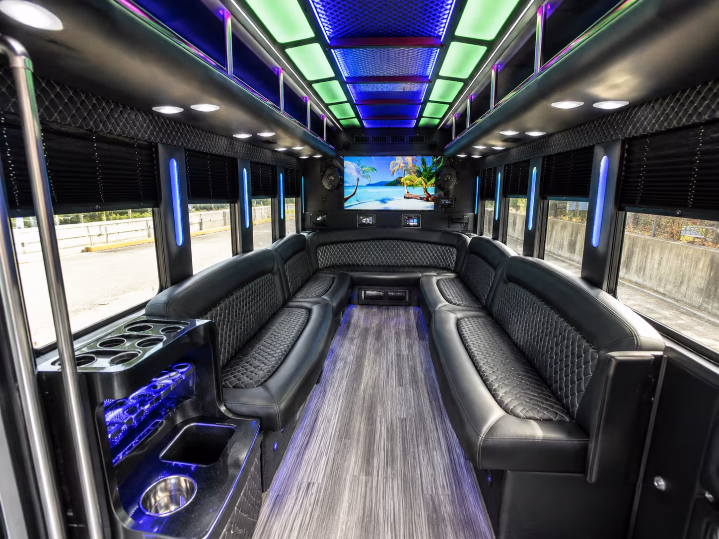 dunwoody 18 passenger party bus inside