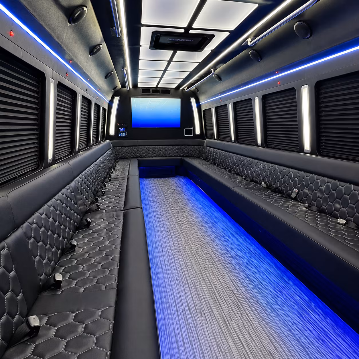 dunwoody 50 passenger party bus inside