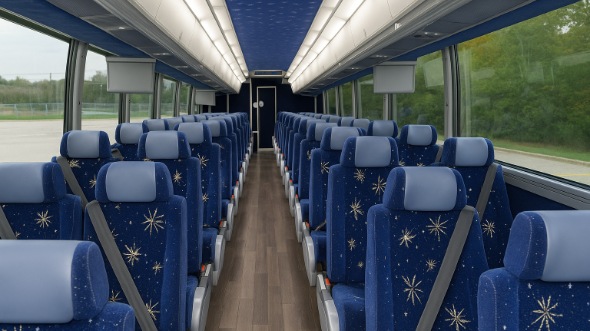 Interior of Charter Bus Company Dunwoody's 50 Passenger Charter Bus in Dunwoody