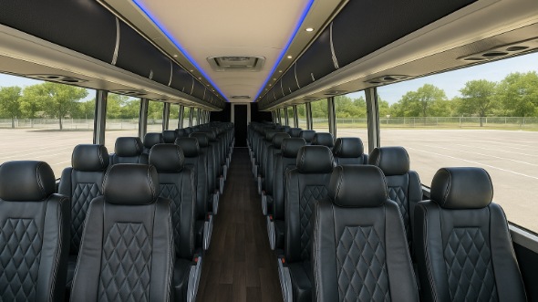 Interior of Charter Bus Company Dunwoody's 54 Passenger Charter Bus in Dunwoody