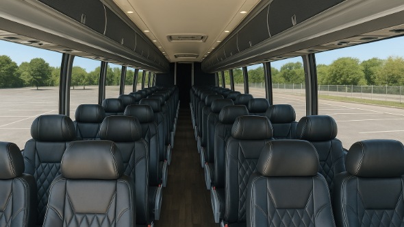 Interior of Charter Bus Company Dunwoody's 56 Passenger Charter Bus in Dunwoody