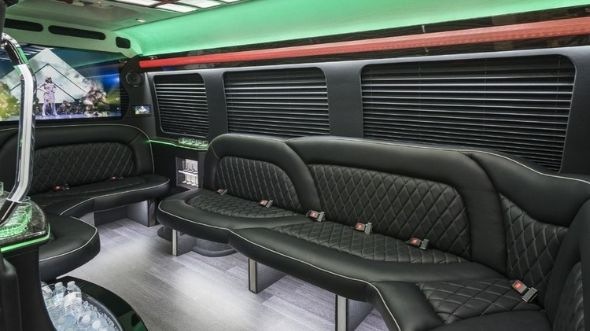 Interior of Charter Bus Company Dunwoody's Sprinter Limo in Dunwoody