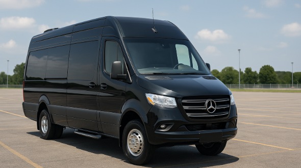 Exterior of Charter Bus Company Dunwoody's Sprinter Van Rental With Driver in Dunwoody