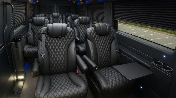 Interior of Charter Bus Company Milton's Sprinter Van Rental With Driver in Milton